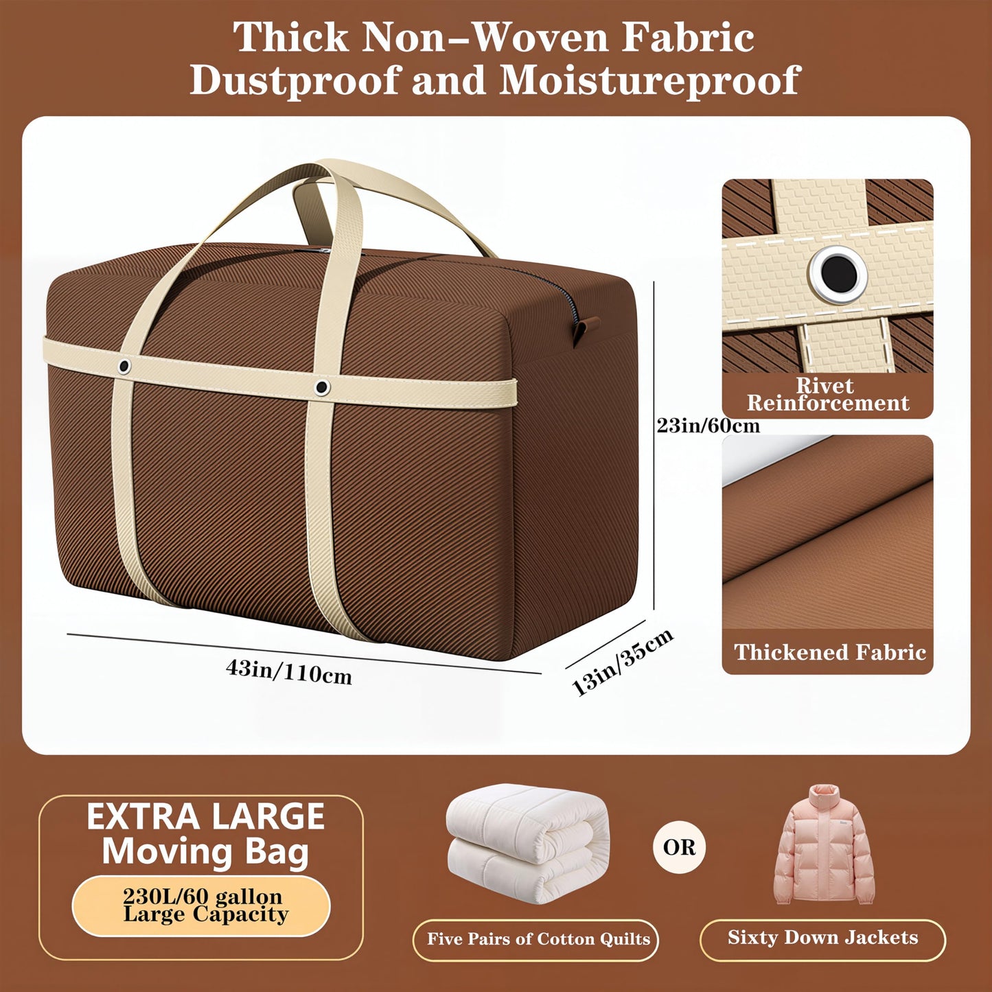 MKOSQC 2 Pack Heavy Duty Moving Storage Bags with Reinforced Handles