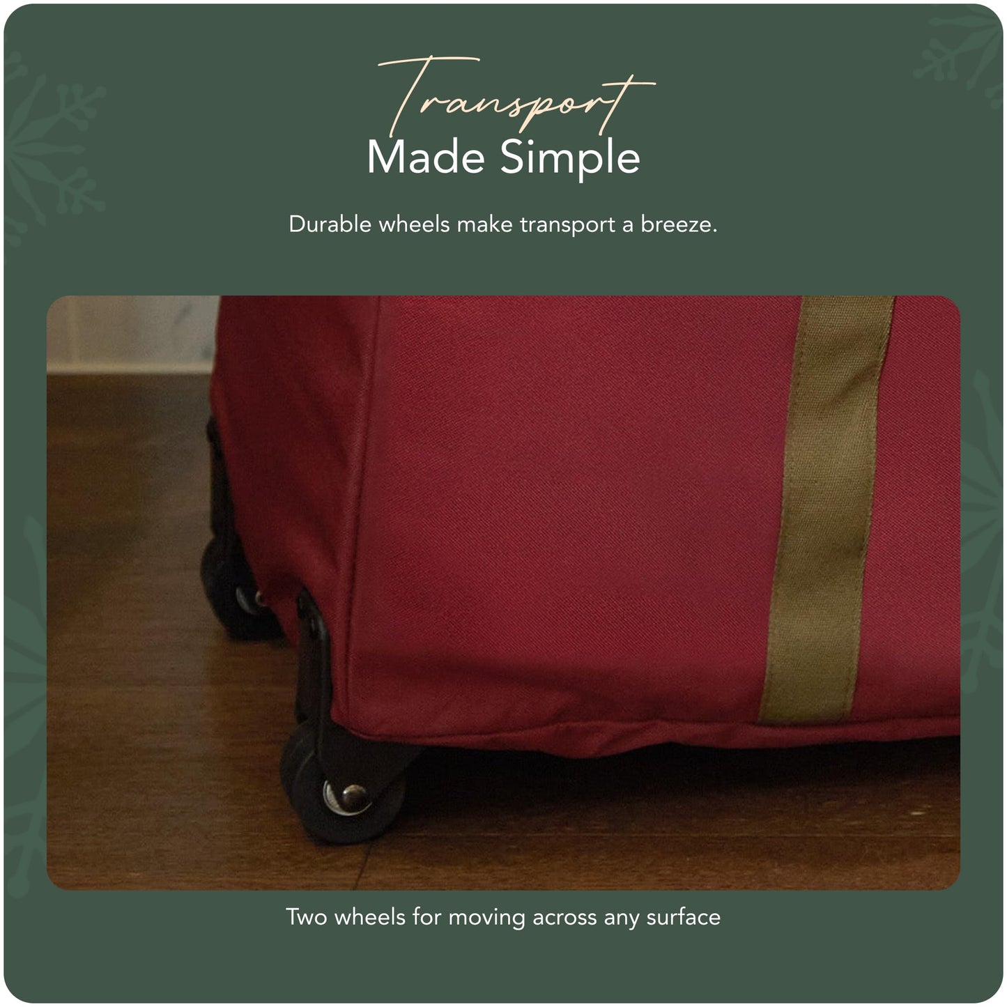 Covermates Keepsakes Rolling Treasurekeeper Storage Bag – Heavy-Duty Polyester with Dual Wheels & Handles – Protects Holiday Decorations with ID Window & Dual Zipper Access, Red