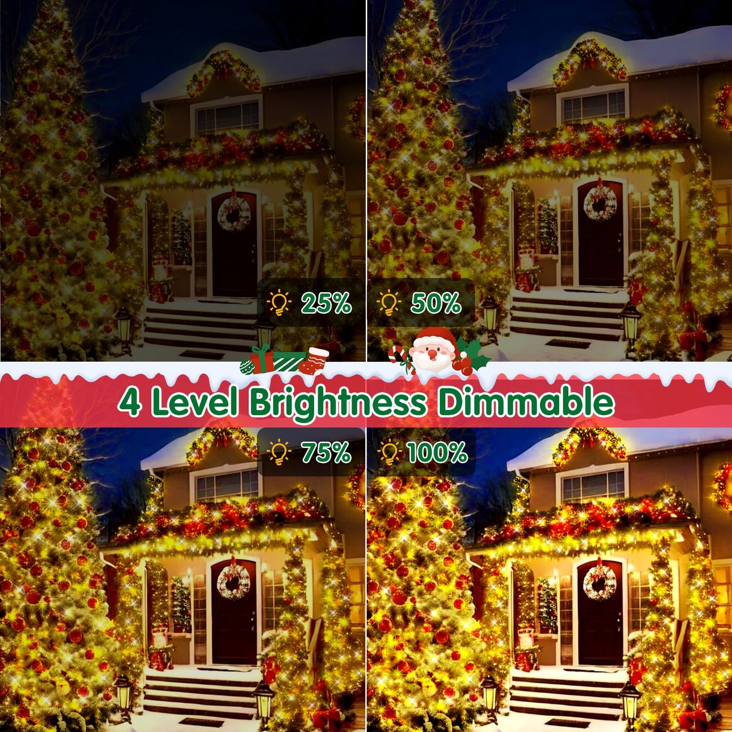 XURISEN 403FT 1000 LED Christmas Lights Outdoor Green Wire String Lights 8 Modes with Timer Memory Waterproof Fairy Light Plug in for Xmas Tree Wedding Yard Party Holiday Decorations(Warm White)