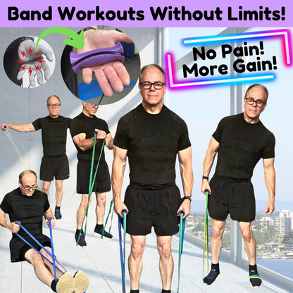 Bandles™ - True Ergonomic Resistance Band Handles | Unleash the Full Potential of Pain-Free, Full-Body Workouts | Durable & Comfortable for High-Intensity Training (2 Handles) (Black, Standard)