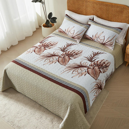 OARAGE Quilt Bedding Set, Beige King/Cal King Comforter Set, Bedding Comforter Sets, Soft Lightweight Bedspread, Ultrasonic Microfiber Bed Coverlet for All Season (1 Quilt,2 Sham)