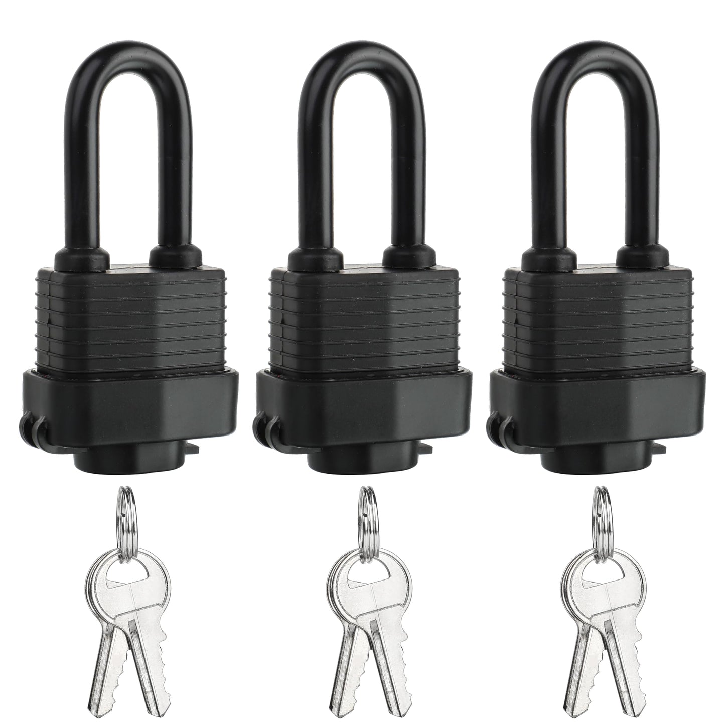 Waterproof Heavy Duty 40mm Laminated Steel Padlock with Keys for Outdoor & Indoor Use, Keyed Alike(Pack of 3)