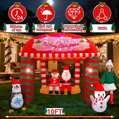 10FT Santa Claus Swing Outdoor Inflatable with Rotating LED Lights for Christmas Holiday Party Decoration, Winter Garden Decoration