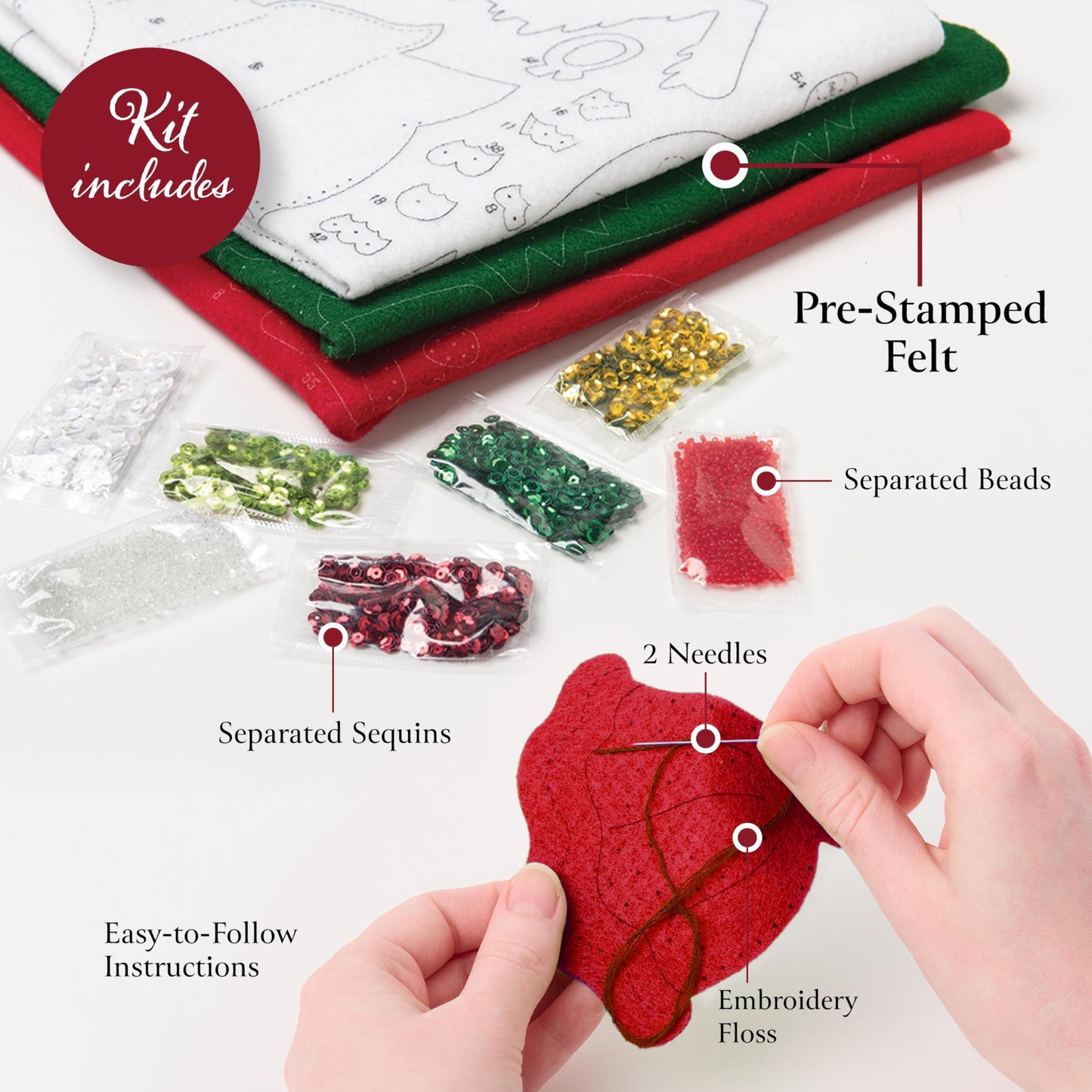 Bucilla Felt Applique 6 Piece Ornament Making Kit, Jolly Gingerbread Snowman, Perfect for DIY Arts and Crafts Projects
