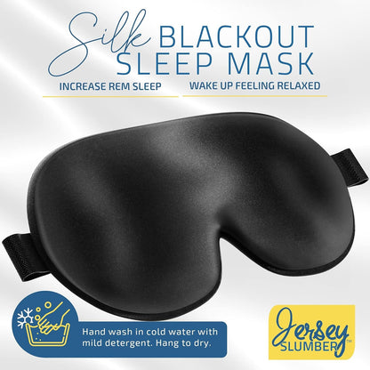 100% Silk Sleep Mask for A Full Night's Sleep | Comfortable & Super Soft Eye Mask with Adjustable Strap | Works with Every Nap Position | Best Sleeping Aid/Blindfold/Gift, Blocks Light Jersey Slumber