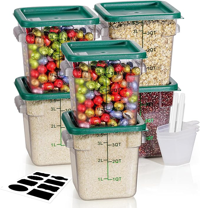 8QT NSF Food Storage Containers: 6PCS Commercial Clear Food Storage Containers