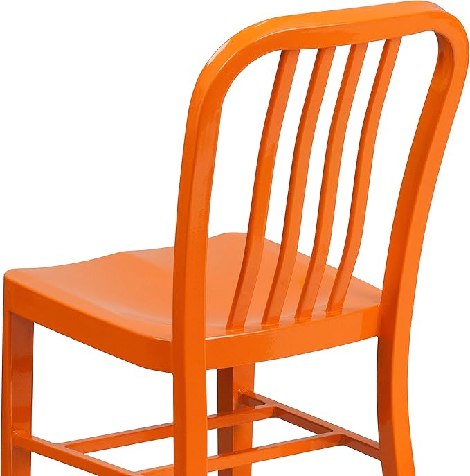 Flash Furniture Gael Commercial Grade 2 Pack Orange Metal Indoor-Outdoor Chair