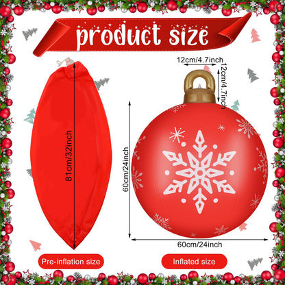2 Pieces 32 Inch Giant PVC Inflatable Christmas Decorated Ball Ornaments Outdoor Large Xmas Blow Ball Decorations for Christmas Themed Party Ornaments(Elk Xmas Tree Style,Red)