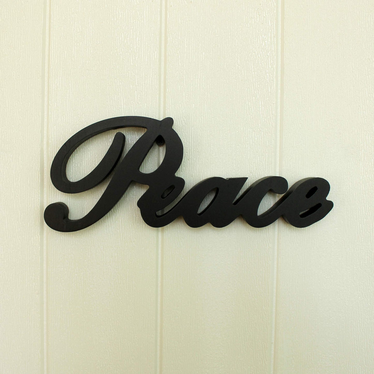 CVHOMEDECO. Matt Black Wooden Words Sign Free Standing Peace Desk/Table/Shelf/Home Wall/Office Decoration Art, 11 x 4-1/4 x 1 Inch