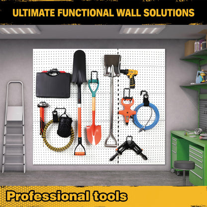 ELEAD 12-Piece Pegboard Hooks with Extension Straps, Heavy Duty Organizer Pegboard Accessories Fit for 1/4" Pegboard, Peg Board Tool Utility Hangers for Power Tool, Drill, Bag, Cord
