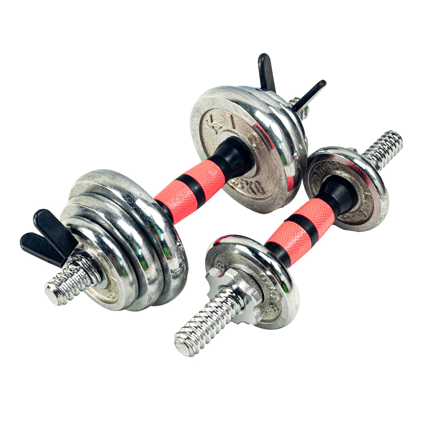 35cm/14.2 Inch Rowland Harbor Pink&Black Threaded Dumbbell Durable Rubber Handles/Adjustable Dumbbell Bar Handles - Fit 1 inch Standard Weight Plate - Weightlifting Accessories - Sold in Pair