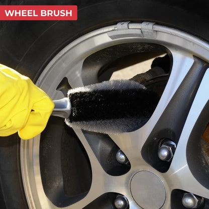 GADLANE 9 Piece Car Cleaning Kit With Storage Bag Includes Upholstery Brush, Detailing Brush, Microfibre Pad, Microfibre Cloth, Wheel Brush, Drying Towel, Glass Cloth, Mitt, Microfibre Duster