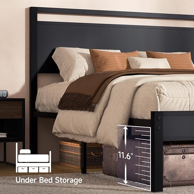 Z-hom Upgraded King Size Bed Frame, Heavy Duty Metal Sturdy King Bed Frame