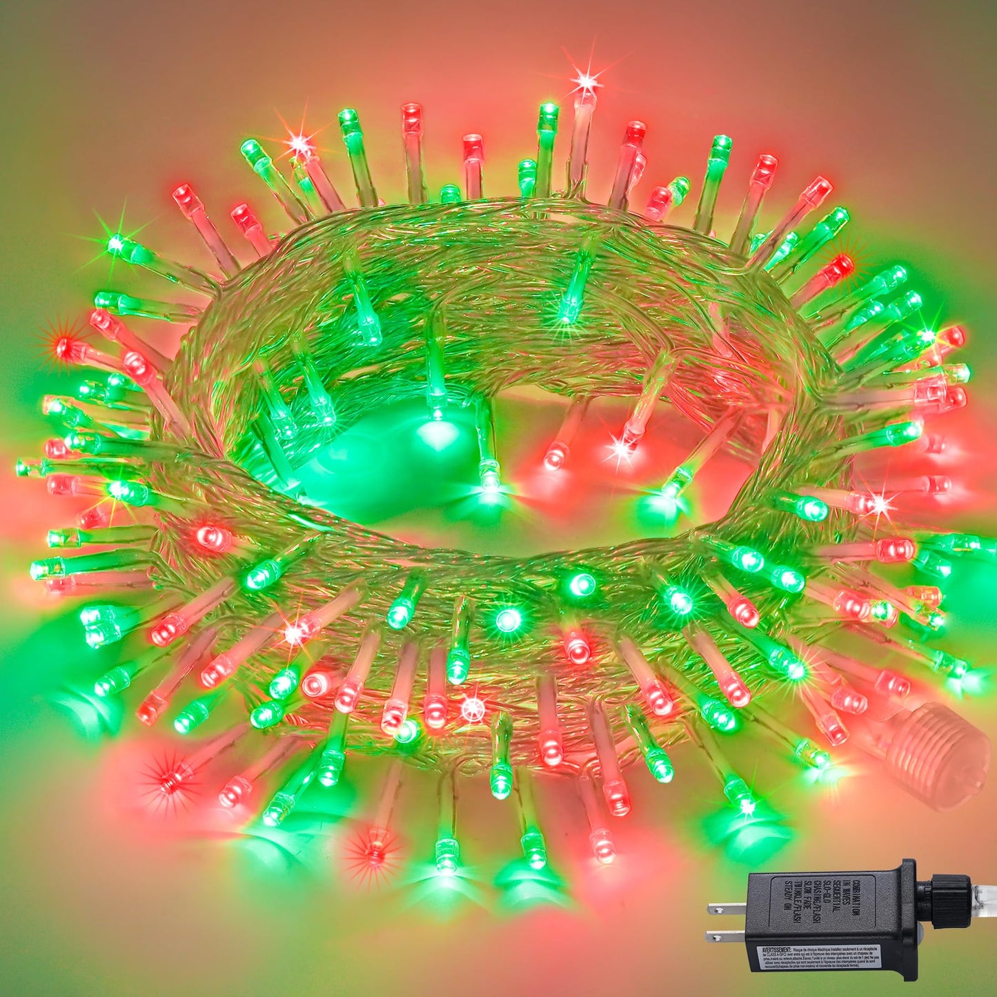 JMEXSUSS 200 LED Red and Green String Lights Outdoor, 66ft Christmas String Lights Indoor Clear Wire Plug in for Bedroom Party Christmas Tree Halloween Christmas Decorations