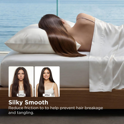 Bedsure Cooling Comforter Bundle Cooling Pillow Cases for Hot Sleepers with Dual-Sided Cool Tech, 2 Pack HA & Ceramides Infused Silky Cooling Pillowcases Soft for Skin & Hair, White, Queen Size
