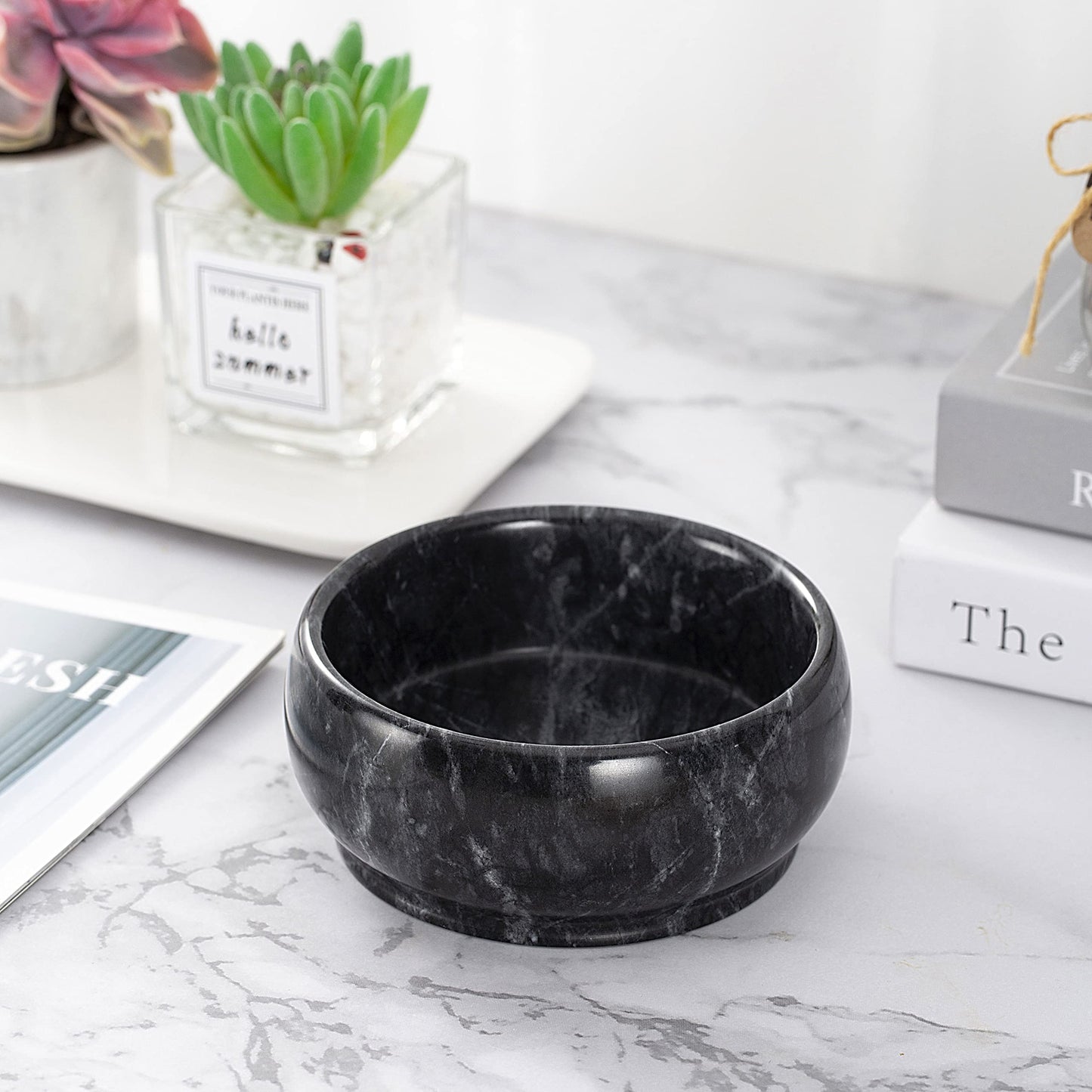 CM CHIC MONDAY 4.72 Inch Decorative Bowls - Natural Marble Key, Coffee Table Centerpiece, Soap Serving, Incense Burner, Smudge Bowl