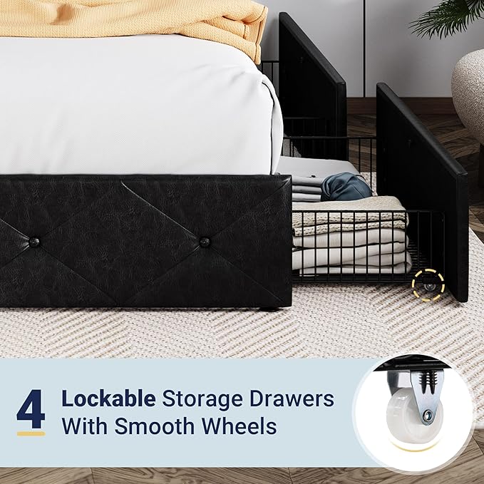 Allewie Upholstered Full Size Platform Bed Frame
