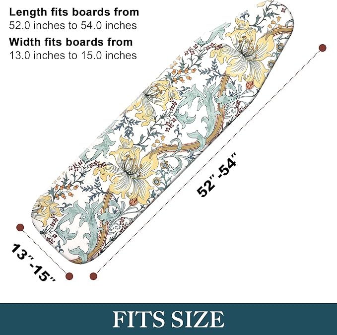 Standard Size Ironing Board Cover and Pad, Full Size Scorch Resistant Padding