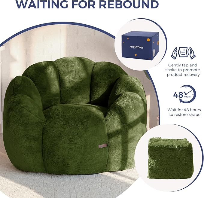 MAXYOYO Bean Bag Chair for Adults, Floral Shaped Bean Bag Sofa, Ultra Soft Faux