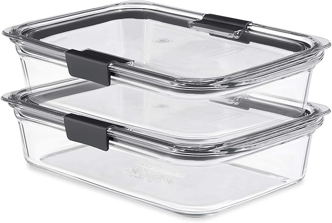 Rubbermaid Brilliance Glass Food Storage Containers, 8 Cup, Leak-Proof