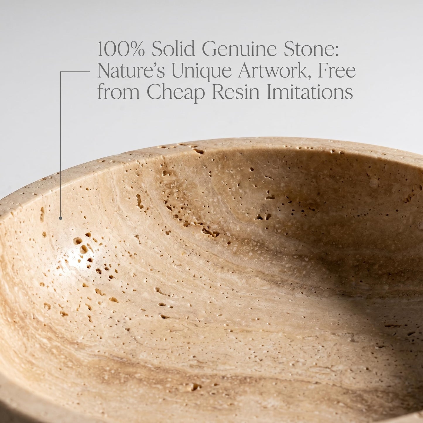 Natural Marble Travertine Decorative Bowl: 7.8" Honed Yellow Stone Catch All Bowl for Keys Entryway Table - Organic Modern Centerpiece Key Dish for Coffee Table Decor, Bedside Ring Jewelry Holder Tray