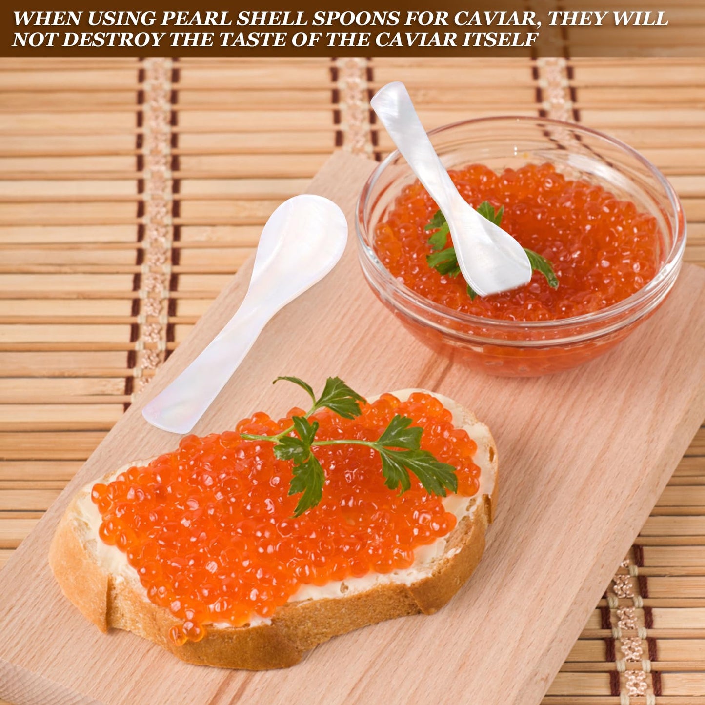 24Pcs Caviar Spoon,Mother of Pearl Spoons for Caviar, Set of 12PC 3.54 inch &12PC 2.83 inch Shell Spoon, Handcraft Round Handle for Caviar, Egg, Ice Cream, Salt, Coffee Serving, Restaurant Serving Set
