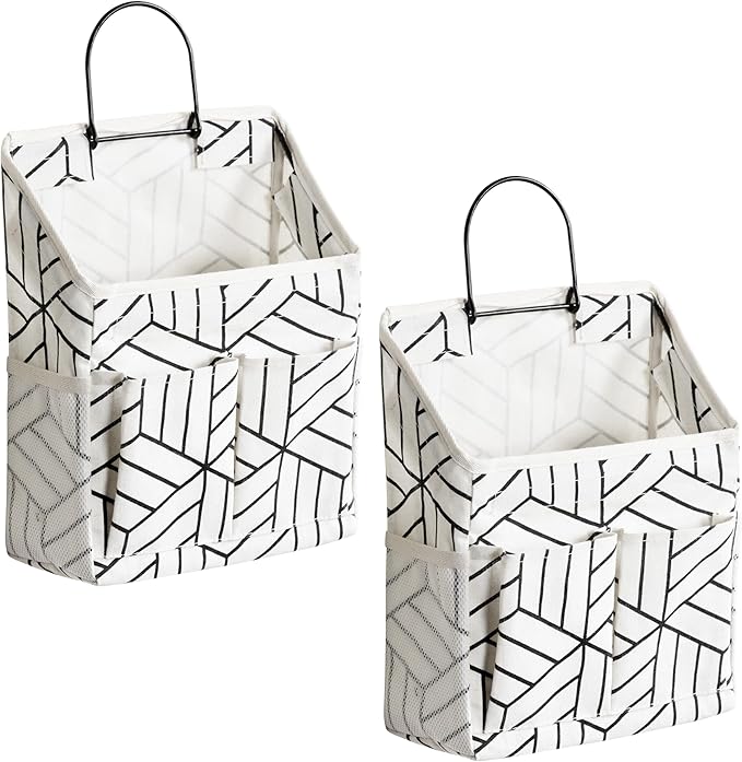 2pcs Wall Hanging Storage Bag, Small Door Closet Linen Fabric Pockets Organizer