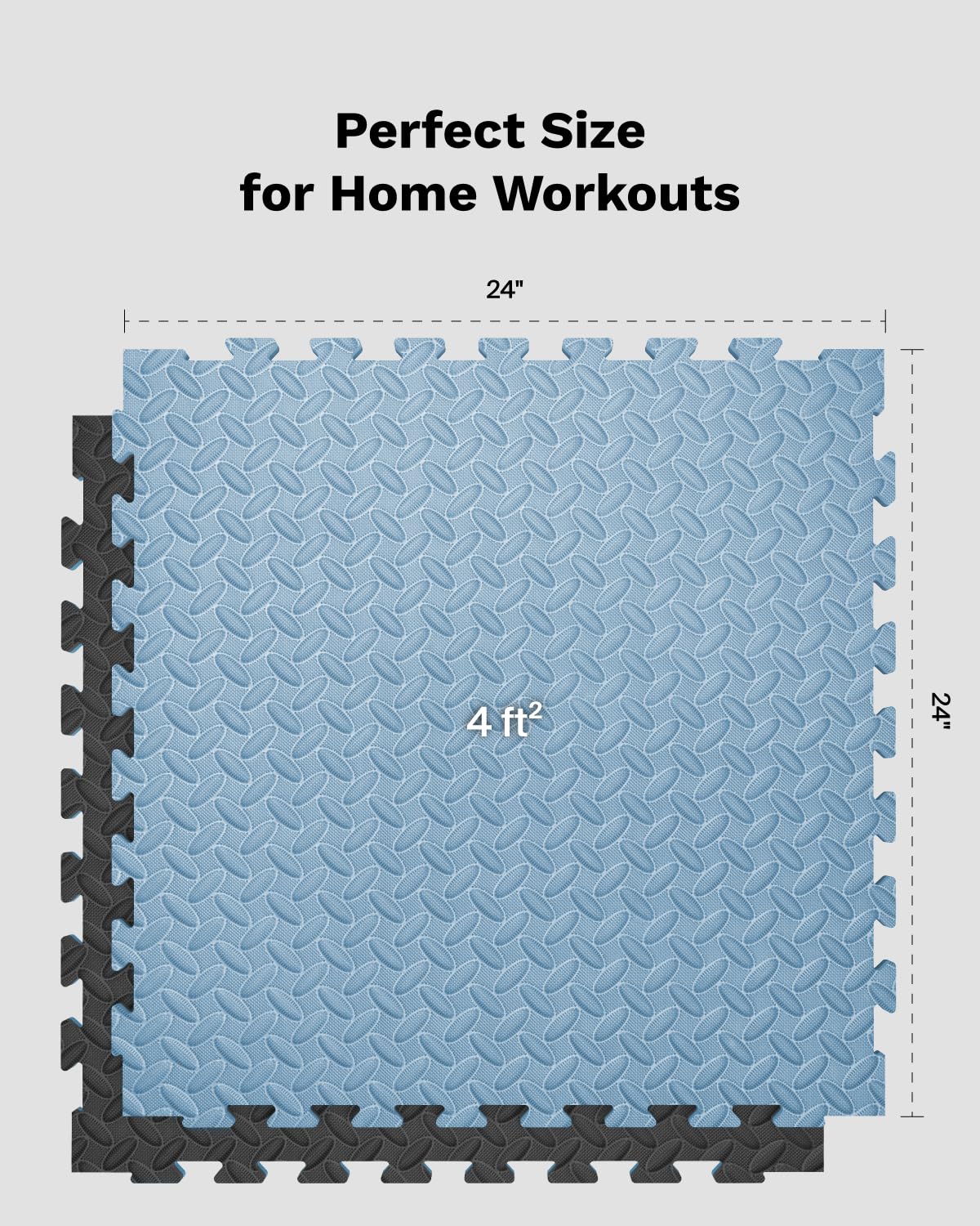 AIRHOP Upgraded 0.79" Extra Thick 48 Sq Ft High-Density Eva Foam Exercise Gym Mats, 12 Pcs Large Interlocking Puzzle Floor Tiles (24"x24") for Home Gym, Black&Blue