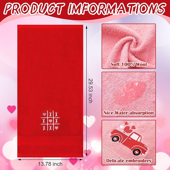 3 Pcs Valentine's Day Hand Towels