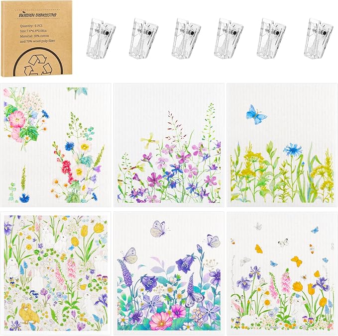 6 Pack Wildflower Swedish Dishcloths