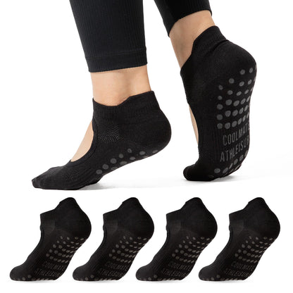 CoolMate Pilates Socks with Grips for Women, Yoga Socks, Crew Non Slip Women for Workout, Barre, Pilates Gifts