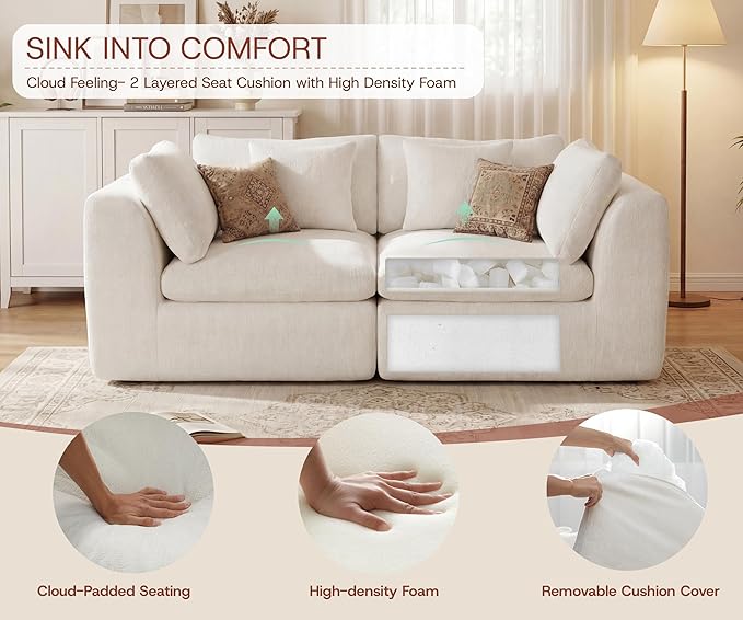 GRUSIGN 79'' Oversized Boneless Cloud Loveseat