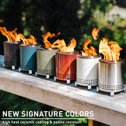 Solo Stove Mesa Tabletop Fire Pit with Stand | Low Smoke Outdoor Mini Fire for Urban & Suburbs | Fueled by Pellets or Wood, Safe Burning, Stainless Steel, With Travel Bag, 17,5 x 13 cm, 635 g, Ash