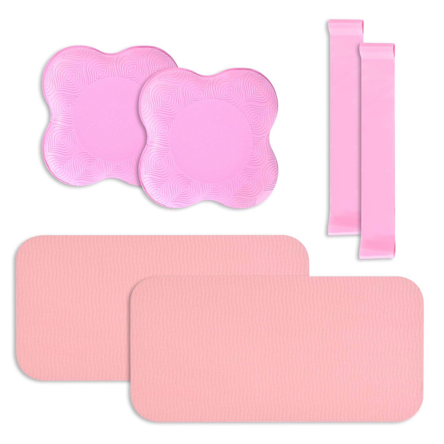 Yoga Knee Support Pad for Women Pilates Kneeling Cushion | Elbows Wrist Hands Head Foam Extra Thick Men Exercise Knees Pads Set of 6 Pieces (Pink)