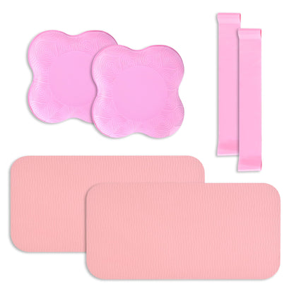 Yoga Knee Support Pad for Women Pilates Kneeling Cushion | Elbows Wrist Hands Head Foam Extra Thick Men Exercise Knees Pads Set of 6 Pieces (Pink)