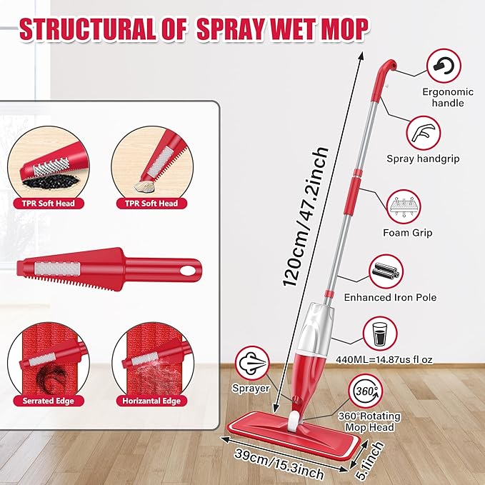 Spray Wet Mops for Hardwood Floor Cleaning: EXEGO Microfiber Dry Dust