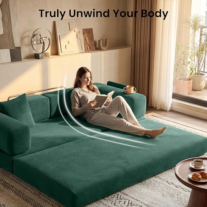 78.8" Convertible Sofa Bed, Corduroy Futon Couch