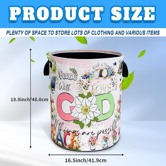 Christian Peace Laundry Basket God Bible Verse Oxford Cloth Laundry Hamper