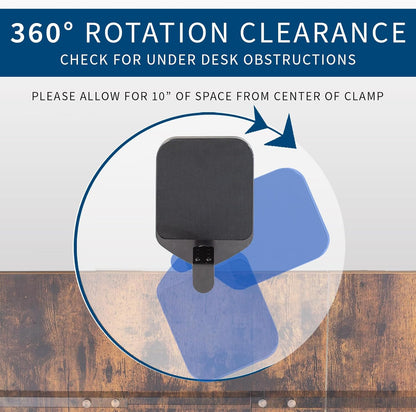 VIVO Clamp-on Mouse Pad Holder Platform, Adjustable Under Desk 360° Rotating Tray Rest Extension Attachment, up to 2 inch Desktops, Black, MOUNT-MS01A