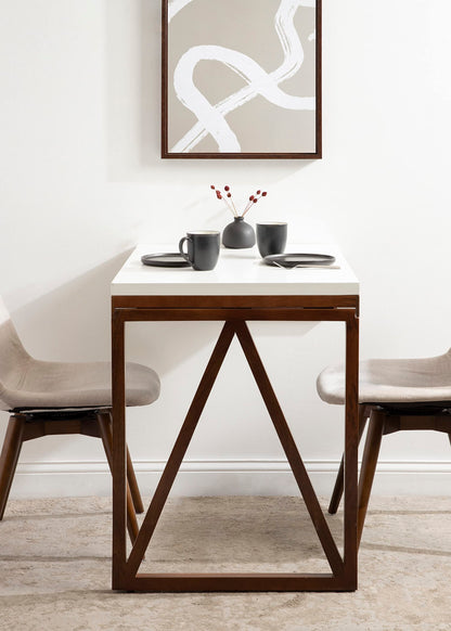 Kate and Laurel Kaya Modern Wall-Mounted Folding Table, 24 x 33 x 31, White and Walnut, Space-Saving Versatile Table with Folding Design for Dining Room or Home Office Decor