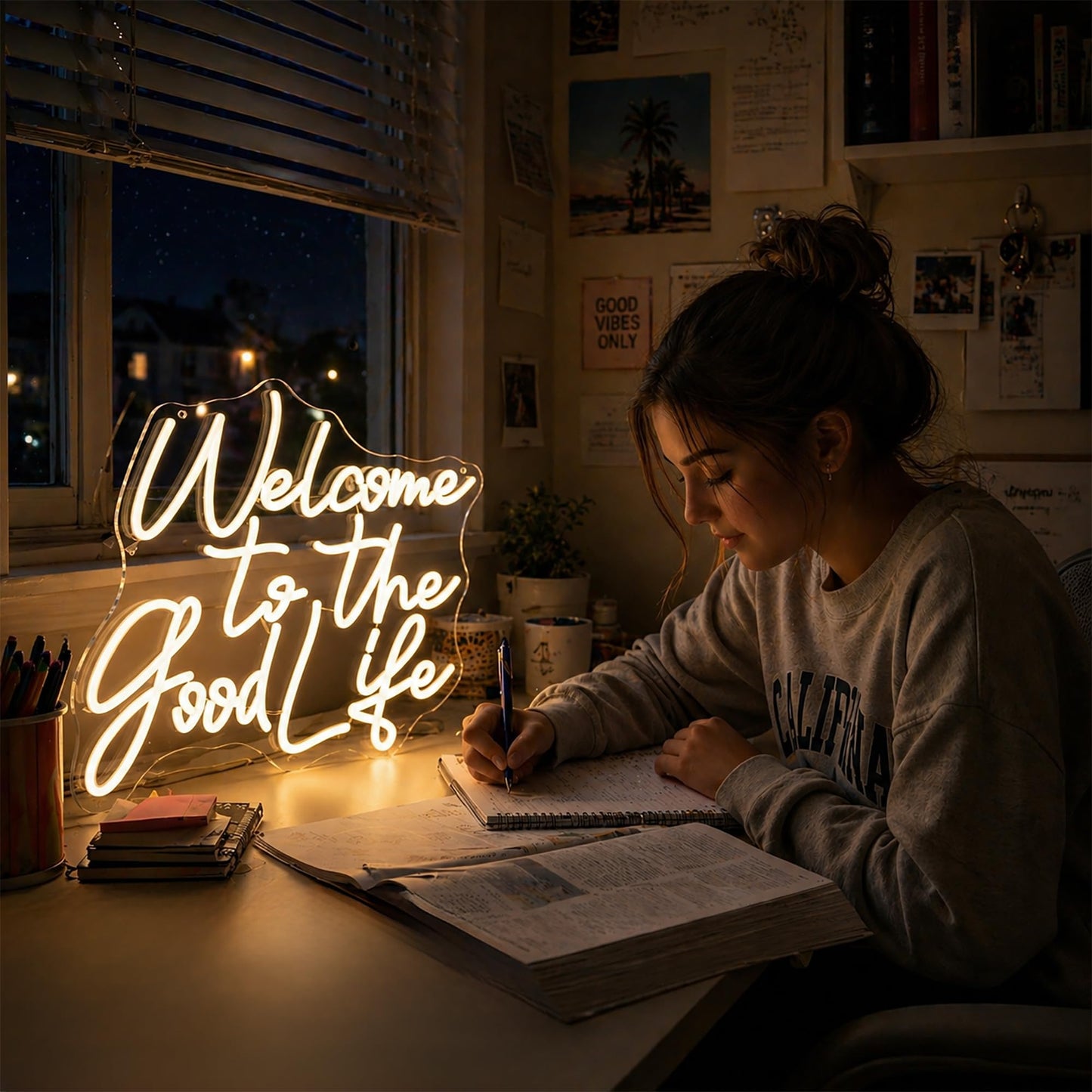 Whfobfe Warm White Neon Sign Led Neon Lights Signs for Wall Decor USB Powered Led Signs for Room Decoration-Welcome to The Good Life