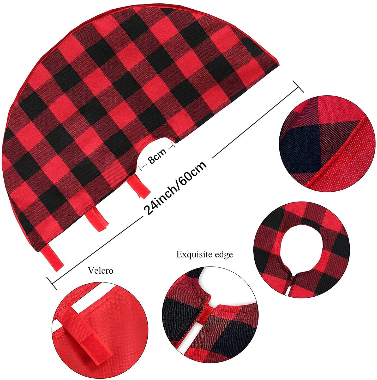Christmas Tree Skirt Red Black Buffalo Plaid Tree Skirt Small 24 inch Cotton Linen Fabric for Fall Farmhouse Thanksgiving Xmas Holiday Check Tree Skirts Decorations