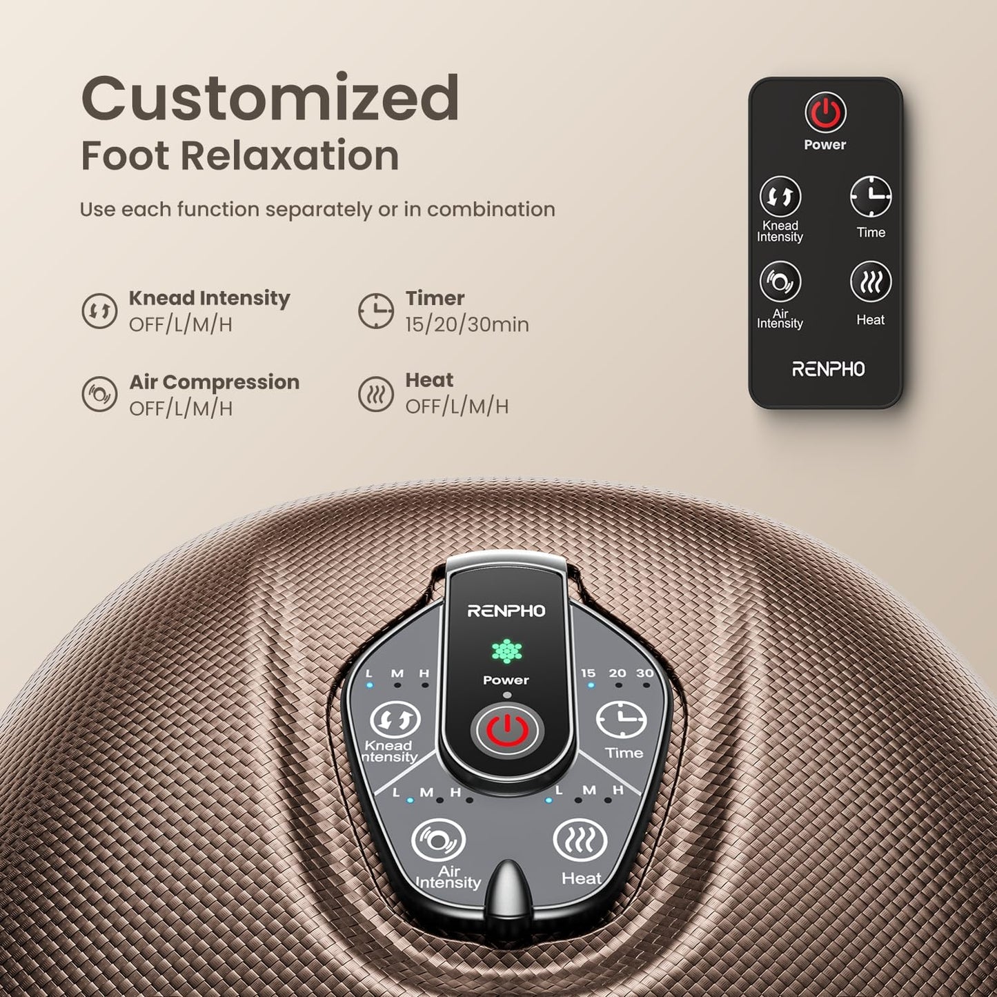 RENPHO Foot Massager Machine with Heat [2026 Upgraded], Shiatsu Foot Massager for Plantar Fasciitis, Birthday Gifts for Women Mom Men Dad, Wireless Control, 2026 New Upgraded, Up to US 12