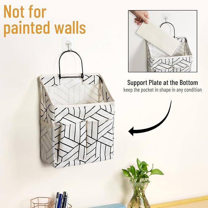 2pcs Wall Hanging Storage Bag, Small Door Closet Linen Fabric Pockets Organizer