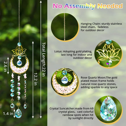 Glistify Upgraded Quartz Crystal Suncatcher with Stainless Chain for Window,Rust Resistant Easy to Hang Sun Catcher for Indoor Outdoor,No Assembly Sparkly Light Catcher
