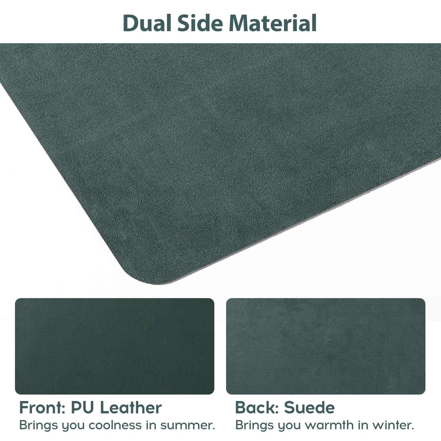DOBAOJIA Extended Mouse Pad Mat XXL Desk Pad Large Desk Mat 35.4" X 16.9" Desk Blotter Writing Pad for Laptop/Office/Home, PU Leather Waterproof +Suede Non-Slip 90 x 43cm (Dark Green)