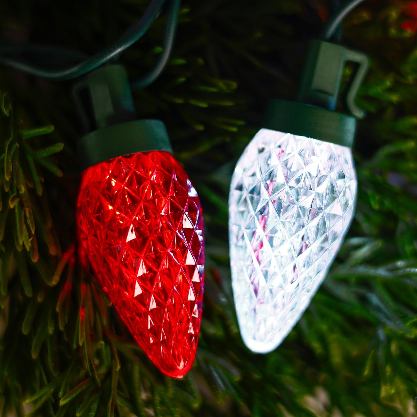 HAYATA Christmas Red White 50 LED Strawberry String Light - Fairy Xmas Decor Lighting for Outdoor, Indoor, Patio, Party, Home, Wreath, Garland, Christmas Tree Decoration. (C9-Red White)