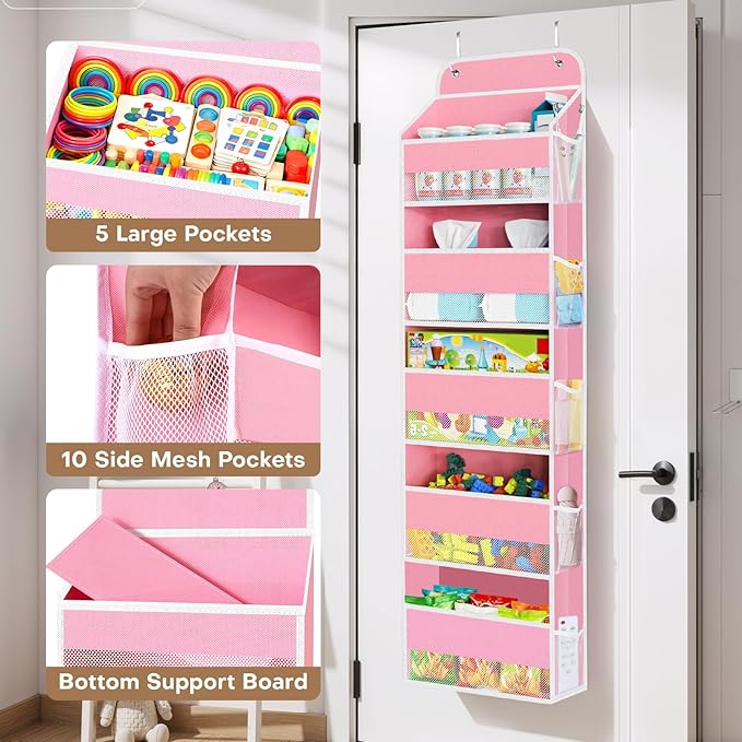 SpaceWhisper Over the Door Organizer, 5 Large Pocket Hanging Storage Organizer