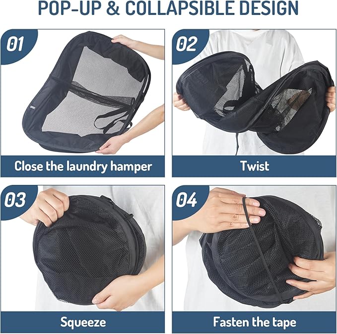 Seiritex Mesh Popup Laundry Hamper 2 Compartment, Collapsible Laundry Sorter