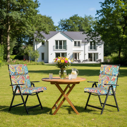 DYTXIII Outdoor High Back Chair Cushions Set of 2, 44"x22" Water Repellent Patio Seat Cushions with Elastic Sponge, All Weather Chair Pads for Rocking, Dining Chairs, Patio Furniture - Paisley Multi